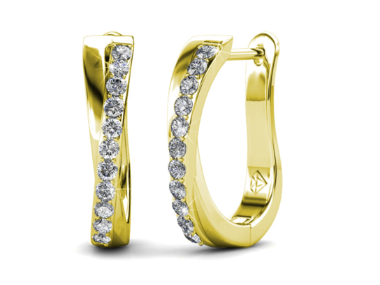 Amaya 18k White Gold Plated Twisted Hoop Earrings with Swarovski Crystals - Yellow Gold