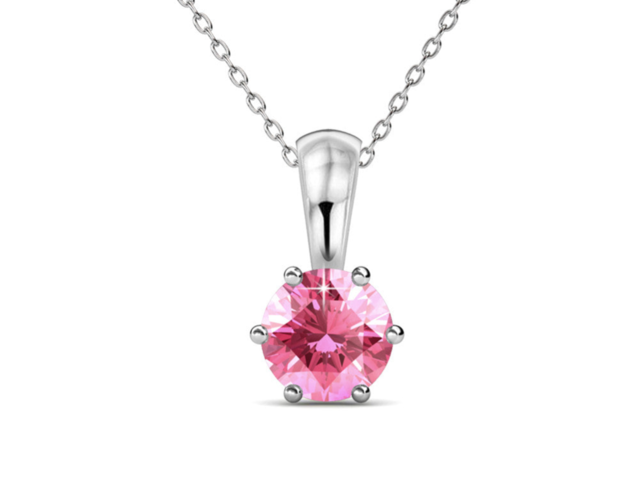 1ct Birthstone Necklace - 18k White Gold Plated with Luxury Crystals