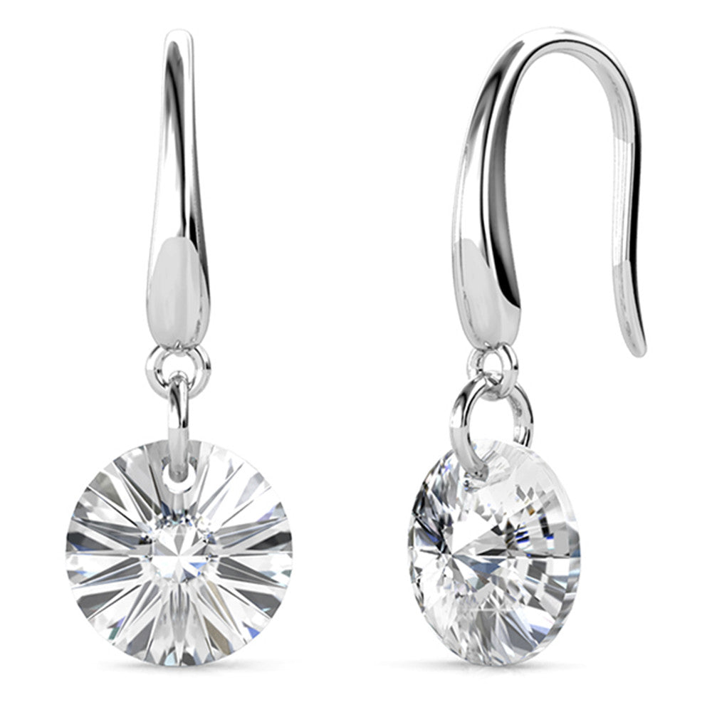 Reese 18k White Gold Plated Earrings with Solitaire Round Cut Swarovski Crystals - Final Sale