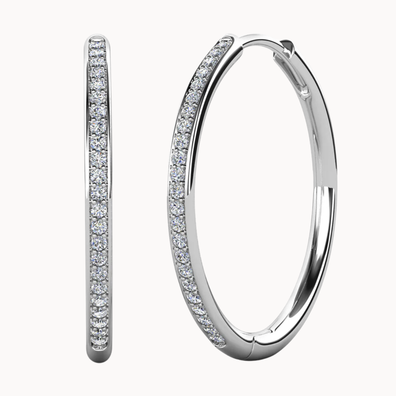 Moissanite by Cate & Chloe Delaney Sterling Silver Hoop Earrings with Moissanite Crystals