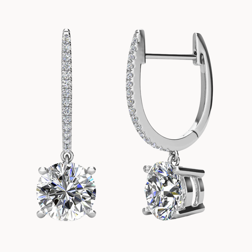 Moissanite by Cate & Chloe Finley Sterling Silver Drop Earrings with Moissanite Crystals