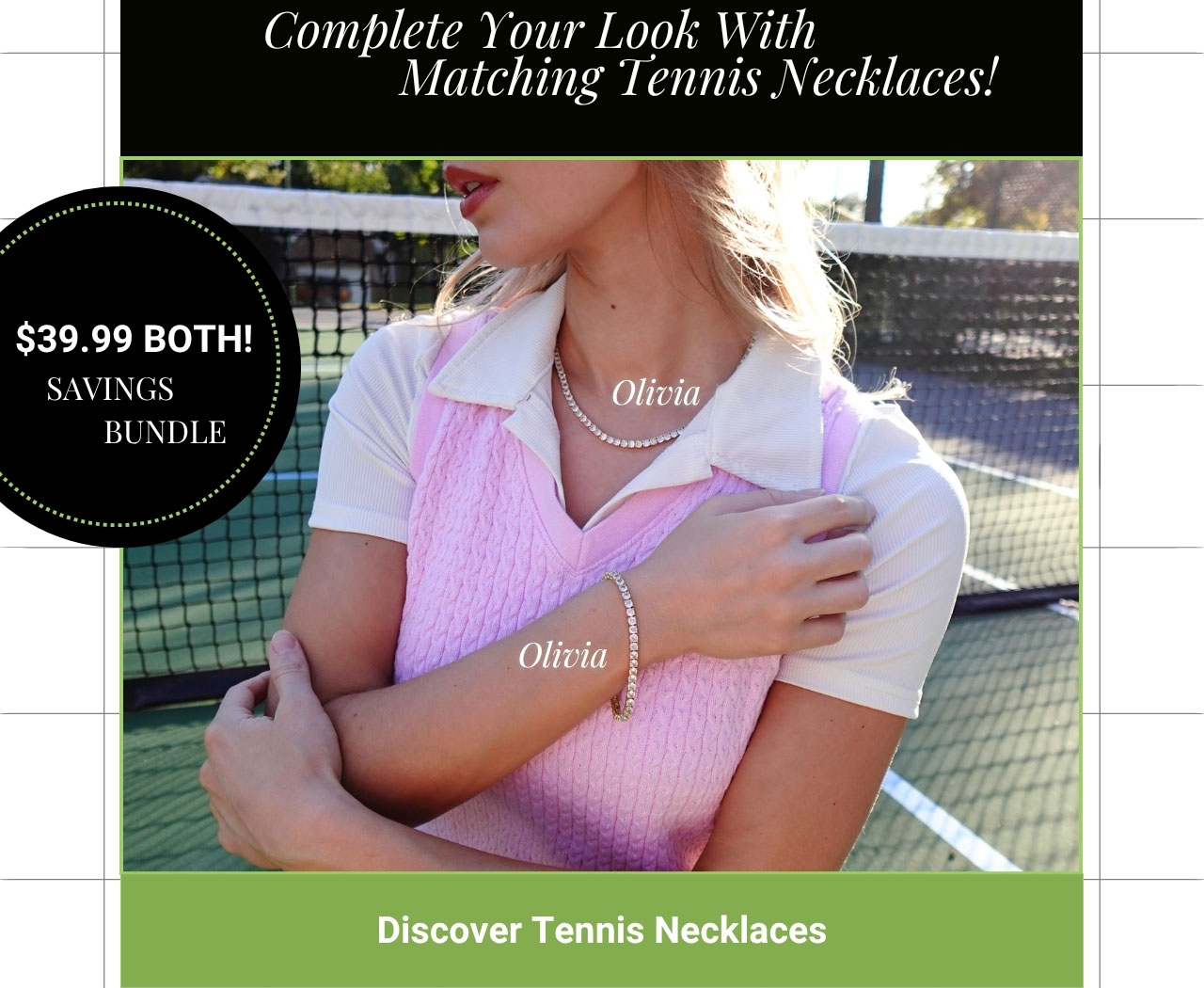 Complete your look with matching Tennis Necklaces!